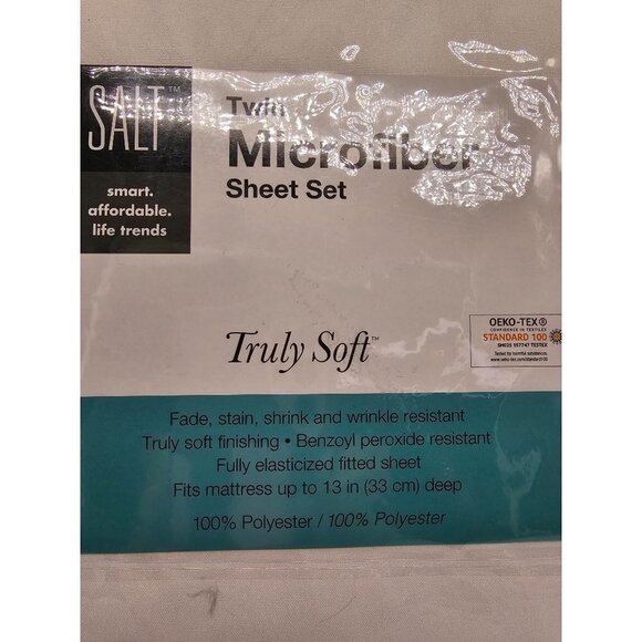 Salt Microfiber White Twin Sheet Set Truly Soft - Picture 3 of 8